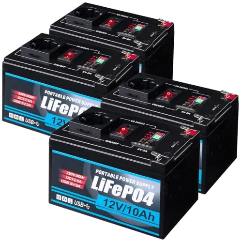 revolt Powerbank mit Steckdosenanschluss: 4er-Set 230-V-Powerstationen & Solarkonverter, LiFePO4, 111 Wh, 80 W (Powerbank für Garten, Mini Solar-Konverter)