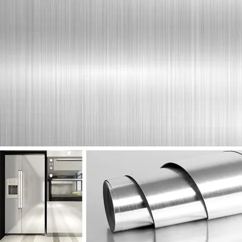 Livelynine 5M X 60 CM Breit Klebefolie Edelstahl Gebürstet