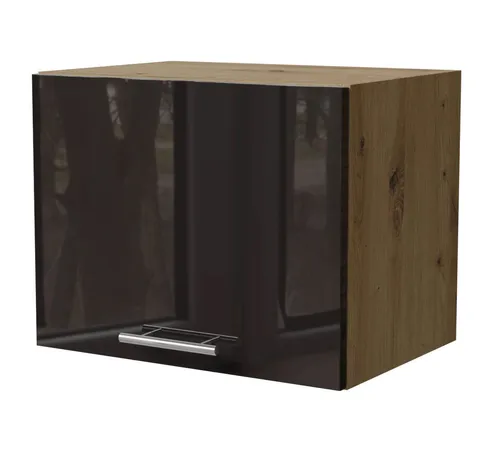Feldmann-Wohnen Klapphängeschrank Essen (W4B/45, 1 Klappe, innen 1 Fach, 1-St., moderne Optik, Acrylfronten mit Glaseffekt) Eiche Artisan / schwarz Hochglanz