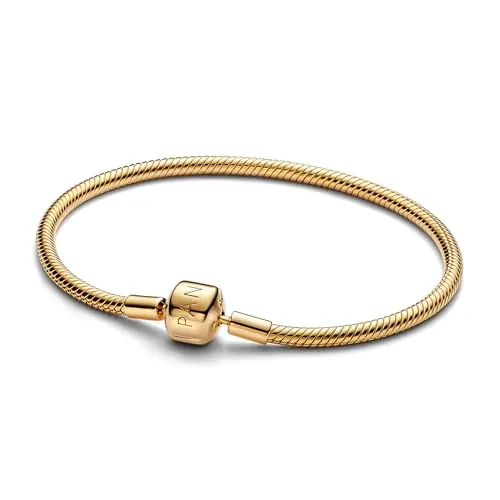 PANDORA Moments Schlangen-Gliederarmband mit Kugelverschluss - Armbänder für Damen, elegantes Design mit Kugelverschluss, kompatibel mit Pandora Moments Charms und ideal für individuelle Schmuckgestaltungen.