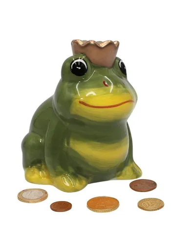 Dekohelden24 Spardose Keramik Spardose als Frosch mit Krone, Froschkönig, Spar-Frosch, Savin, (1-tlg)