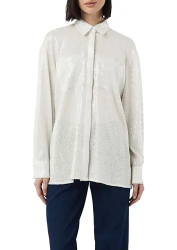 Comma Festive Oversize-Hemdbluse mit Pailletten