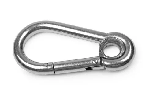 Wellenshop 5X Karabiner-Haken Durchmesser Ø4 Länge 40 mm mit Auge Öse Kausch Edelstahl V4A Rostfrei Boot Outdoor Camping