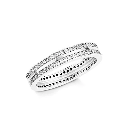 Amor Ring 925 Sterling Silber Damen Ringe mit Zirkonia - Eleganter Damenring aus 925 Sterling Silber, verziert mit funkelnden Zirkonia. Kommt in einer edlen Schmuck Geschenk Box – perfekt für besondere Anlässe.