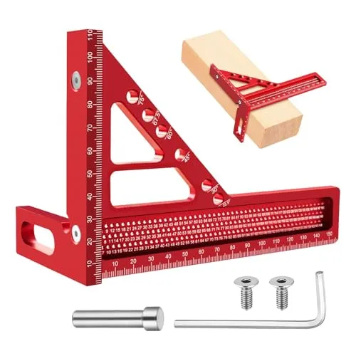 3D-Gehrungswinkel, Mehrwinkel Messlineal, Zimmermannswinkel aus Aluminiumlegierung, Längere Version(165 mm), 22,5°–90°, Hohe Präzision, Geeignet für Schreiner, Ingenieure und Handwerksbegeisterte