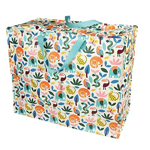 LS-LebenStil XXL Jumbo Bag Blumen Wilde Tiere Einkaufstasche Shopper Riesentasche Tasche Allzwecktasche Recycelt Aufbewahrungstasche Unterbettkommode Organizer