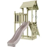 OutdoorToys Spielturm - Spielturm aus robustem Holz in Altrosa, ideal für Kinder ab 3 Jahren – fördert Spiel und Bewegung im eigenen Garten.