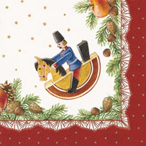 Servietten Reiterlein - Reiterlein in Weihnachtsbordüre 33x33cm 20