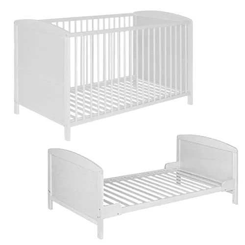 Best For Kids Gitterbett 2 in 1 Patrick 70x140 cm Juniorbett Kinderbett Babybett in Zwei Farben ohne Matratze, Baby Crib, Bett Baby, Umbaubar - Komplett Set Bebek Yatagi & Baby Cot (Weiß)