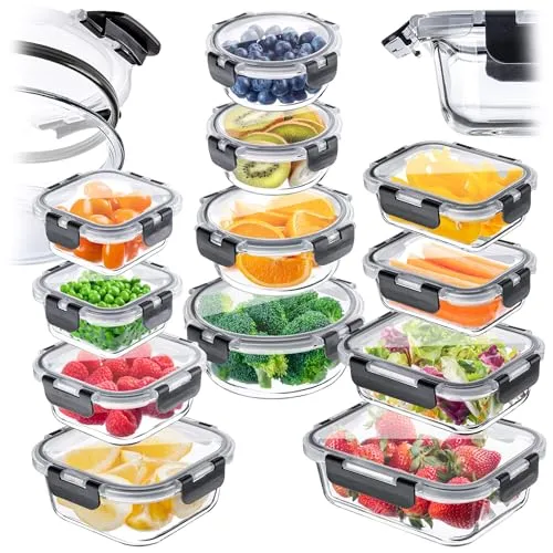 KADAX 12er Set Vorratsdosen mit Deckel - Glasbehälter & Töpfe: Luftdicht und auslaufsicher, ideal für Meal Prep und zur Aufbewahrung von Lebensmitteln in Küche & Gefrierschrank.