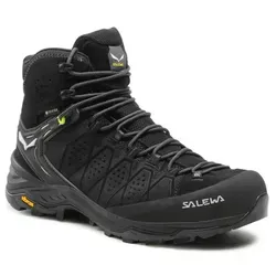 SALEWA Ms Alp Trainer 2 Mid GTX - Hochwertige Trekkingstiefel für Herren, Schwarz, 44.5 EU - Wanderschuhe mit GORE-TEX®-Technologie für optimalen Wetterschutz und hervorragenden Halt auf anspruchsvollen Trails.