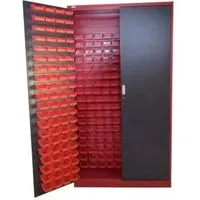 Produktbild Jet-Line Kleinteileschrank Moldau in Anthrazit-Rot 120 cm Breit Inclusive 340 Stapelboxen