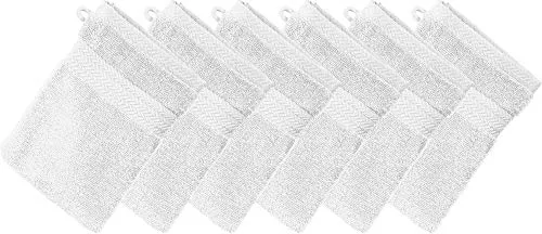 Erwin Müller Waschhandschuh Friedrichshafen 6er- Pack, 100% Baumwolle weiß Größe 15x21 cm - Premium-Qualität, unvergleichlich saugfähig, hautsympathisch, formstabil (weitere Farben)