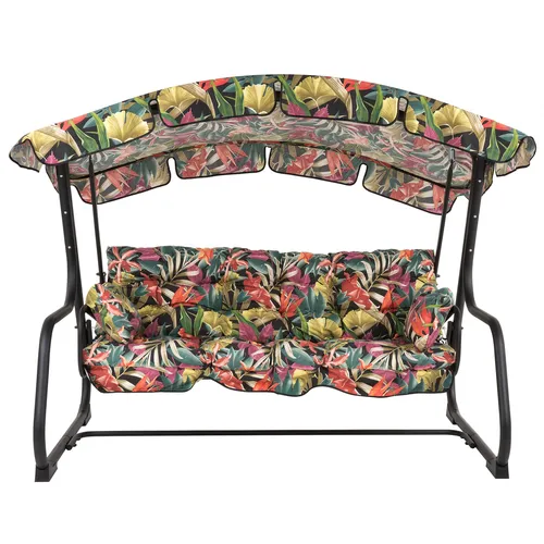 Hollywoodschaukel Gartenschaukel 3/4-Sitzer Auflagen Set Sonnendach Geblümt