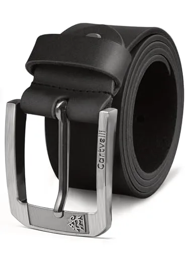 Cartvelli Premium Ledergürtel Herren Schwarz 100cm Made in Italy mit Geschenkbox Echt-Leder Herrengürtel Vollleder Jeansgürtel breiter Leder Gürtel 40mm Anzug jeans chino pants M25s-100