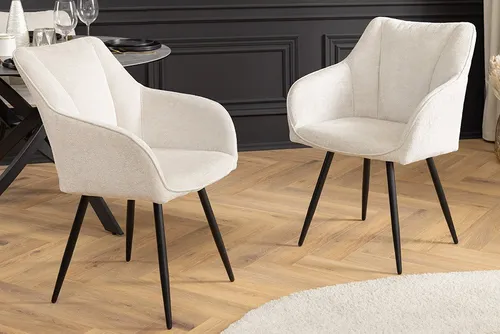 Drehbarer Retro Stuhl AVIGNON beige Chenille von Riess-Ambiente