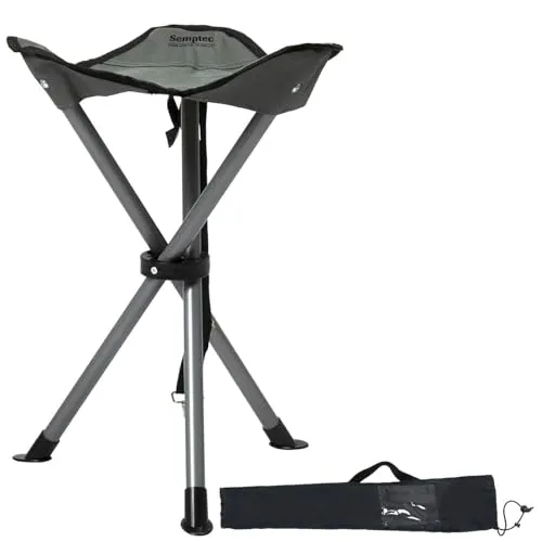 Semptec Urban Survival Technology Campinghocker: Dreibein-Camping-Hocker, 43 cm Sitzhöhe, mit Tragetasche und Tragegurt (Campingstuhl Dreibein, 3-Bein-Hocker, Teleskophocker)