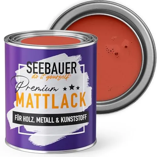 SEEBAUER diy Mattlack Orange 750ml für Innen & Außen (No. 342 Sun Fire) Möbelfarbe ohne Schleifen - Hybrid-Lack für Holz, Metall, Kunststoff - Holzlack, Möbellack hohe Deckkraft