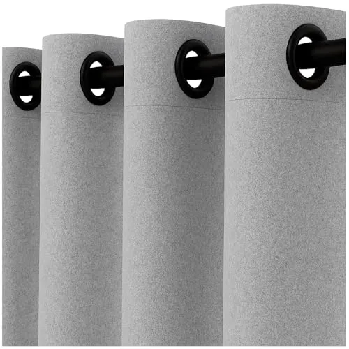 heimtexland Filz Thermovorhang Blickdicht 245x135 cm – Isolierend & Energiesparend - Der blickdichte Filzvorhang in Grau-Schwarz sorgt für optimale Abdunkelung und reduziert Zugluft. Ideal für Wohnräume, schalldämpfend und pflegeleicht. Maße: 245x135 cm, mit stabilen Metallösen für einfaches Aufhängen.