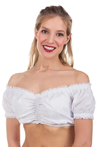 Edelnice Trachtenmode Dirndlbluse Irina aus Spitze und Baumwolle, Gr. 34 - Modische Dirndlbluse in Spitzen- und Baumwollqualität, ideal für einen frischen Look zu jedem Dirndl. Erhältlich in verschiedenen Größen von 32 bis 54.