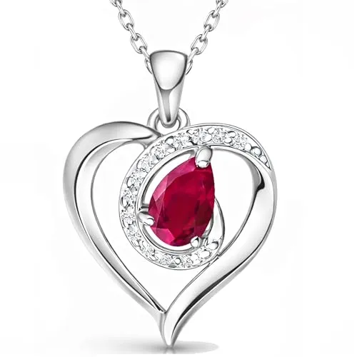 Limana Damen 925 Silberkette mit Rubin und Zirkonia in silber von Limana