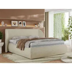 MKS MEBLE Polsterbett CAELA CLASSIC mit Bettkasten 140x200 Creme - Modernes Polsterbett mit großzügigem Bettkasten, der leicht zu öffnen ist. Ideal für Ordnung im Schlafzimmer. Erhältlich in verschiedenen Größen und mit optionalen Matratzen für individuellen Schlafkomfort.
