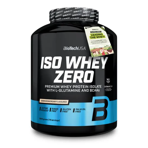BioTechUSA Iso Whey Zero | Premium Whey Protein Isolate | Cookies & Cream - Molkenprotein aus der Milch von grasgefütterten Kühen, laktose- und zuckerfrei, ideal für Muskelaufbau und Wohlbefinden.