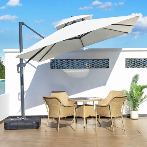 Balkonschirm, Garten-Sonnenschirm, Terrassenschirm, Gastro-Sonnenschirm, Outdoor Sonnenschirm Weiß L250*H260cm /SWZYS15648-bai/