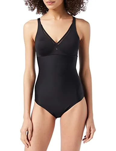 Triumph True Shape Sensation BS, Damen, Schwarz, 75C - Formende Bodys für Damen, mit Ösenverschluss am Zwickel und einem eleganten silbernen Kronen-Logo für einen stilvollen Look.