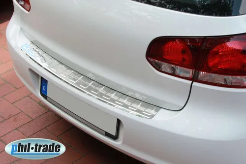 RECAMBO Ladekantenschutz für VW GOLF 6 VI-SCHRÄGHECK - Rostfreier Stoßstangenschutz - Hochwertiger Ladekantenschutz aus 100% rostfreiem Edelstahl für perfekten Schutz und exklusive Optik. Ideal für die Stoßstange, schützt vor Kratzern und wertet Ihr Fahrzeug auf. Einfache Montage mit vormontierten Klebestreifen.