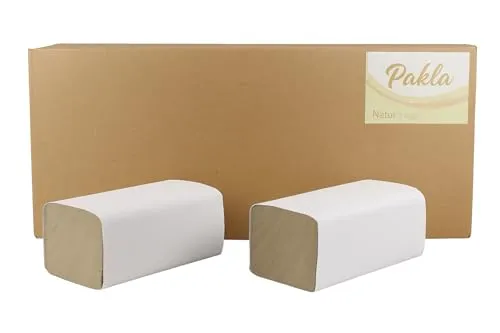 Papierhandtücher 25x23 cm V-Falz – 5000 Stück | 1-lagige Falthandtücher aus Recyclingpapier | Einweg Papierhandtücher für Spender | Großpackung für Büro, Werkstatt & Gastronomie – Enpack Pakla