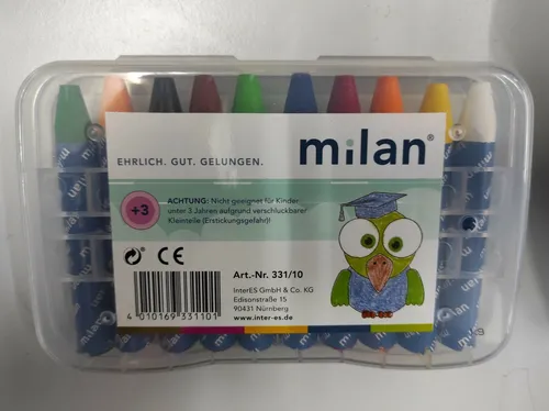 Milan 10 Wachsmalstifte wasserfest dreiflächig Wachsmaler leuchtende Farben