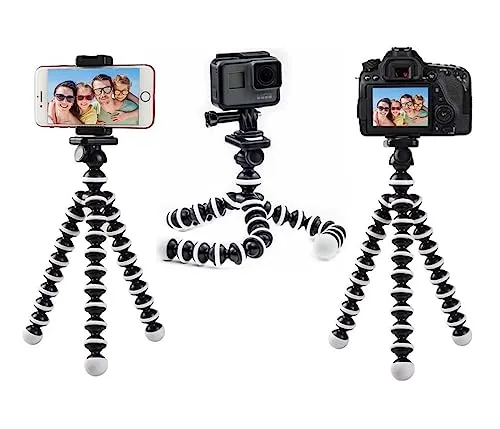 micros2u Octopus Flexibles robustes Gorilla-Stativ für Gopro, Action-Cams, Kamera, Telefon, iPhone, Landschafts-/Hochformat