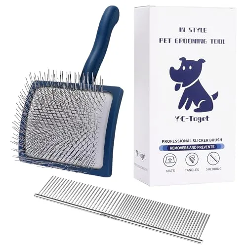Slicker Hundepflegebürste für Goldoodle Pudel Doodle,Slicker Bürste mit Luftdurchlässiges Pad für Hunde Pet Comb Value Kit- Entwirren, schnelles Arbeiten und Zeit sparen
