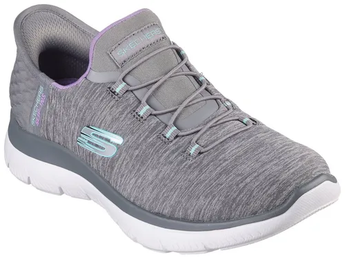 Skechers Sneakers grau, Gr. 35 - Damen-Sneaker aus Synthetik, bequem im Slipper-Stil und mit flachem Absatz für den perfekten Tragekomfort im Alltag.