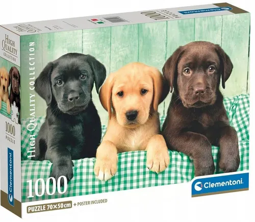 Clementoni Puzzle 1000 Teile Three Labradors 69 x 50 cm+ Poster Inclusive