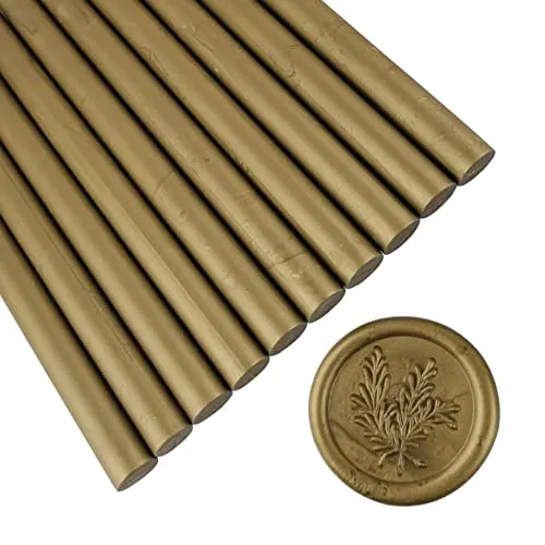 Stück Siegelwachsstäbe für Wachssiegel Stempel, AMTOL Siegellack Wachs Sticks für Klebe Pistole,ideal für Hochzeits Einladungen, Geschenk Verpackung,Karten Umschläge (Cyan-Gold) 10