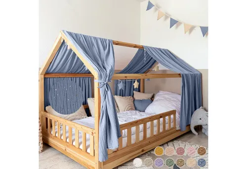 lilimaus Hausbett Himmel mit Gold Applikation in blau von lilimaus