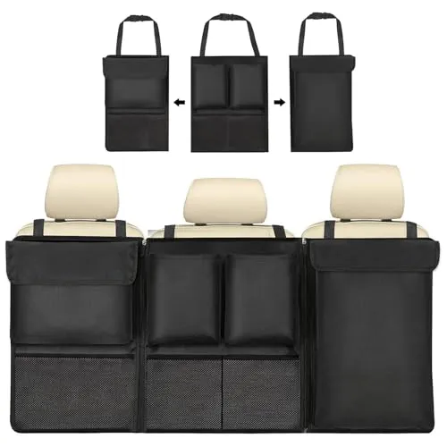 HIAHXC Kofferraum Organizer Auto, Multifunktionale Auto Autositz Organizer Zur Aufbewahrung von Gegenständen, Um Das Innere Ordentlich Zu Halten, Passt in Die Meisten Autos, Lastwagen, SUVs (Schwarz)
