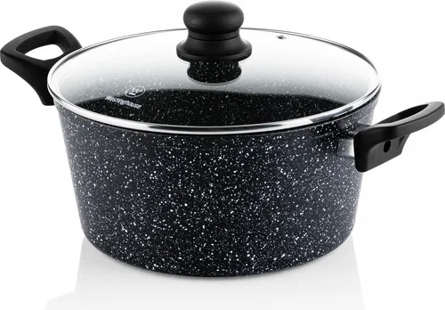 Westinghouse Kochtopf 24cm mit Glasdeckel - Kochtöpfe mit 3-lagiger Marmor-Antihaftbeschichtung, ideal für fettfreies Kochen. Induktionsgeeignet und leicht zu reinigen für stressfreies Kochen in der kleinen Familie.