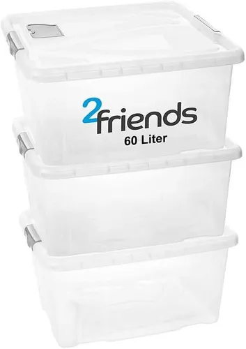 Stk. Aufbewahrungsbox 60L mit Deckel - Praktische Boxen für die Aufbewahrung, stapelbar und wetterfest – ideal für Spielzeug, Werkstatt oder Kleidung.