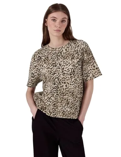 STREET ONE STUDIO Damen F322981 Raglan T-Shirt in Silk-Optik - T-Shirt für Damen mit Leo-Muster und sanftem Glanz, ideal für einen stylishen Look im Alltag.