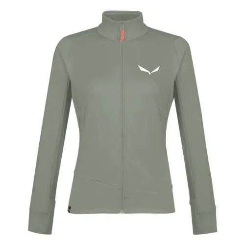 Salewa Puez Polarlite Fleece Women, Green, L - Funktionsjacke aus recyceltem Polyester, schnelltrocknend und ideal für alpines Trekking. Mit Zwickelärmel für optimale Bewegungsfreiheit und praktischen Reißverschlusstaschen.