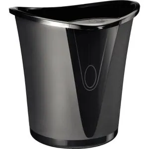 Leitz Papierkorb 5204-00-95, Allura, schwarz, aus Kunststoff, 18 Liter