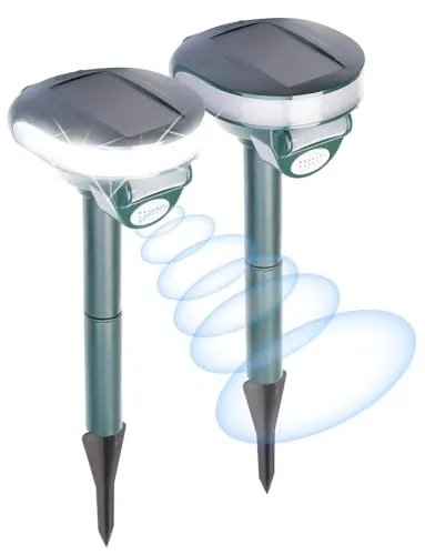 Exbuster Marder-Abwehrgerät: 2er-Set Ultraschall-Solar-Tierschreck mit Bewegungssensor & LED-Licht (Ultraschall-Schädlingsvertreiber, Marderfrei-Gerät, Maulwurf)
