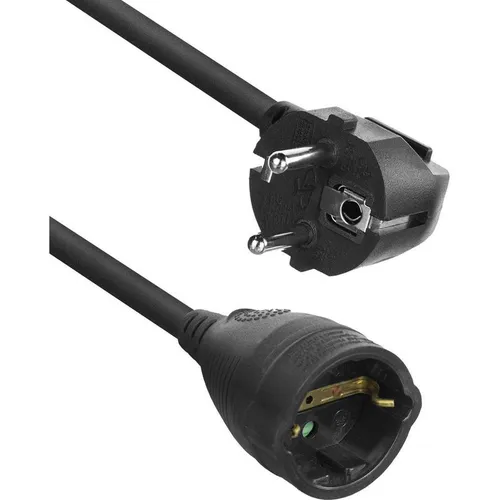 ACT Powercord Verlängerungskabel CEE 7/7 10 m - Praktisches 10 m Verlängerungskabel mit einem abgewinkelten CEE 7/7 Stecker, ideal für den Einsatz im Garten und Elektrobedarf.