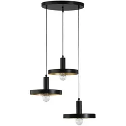 Nova Luce 9417051 Garni E27 Pendelleuchte Schwarz, Gold - Elegante 3-flammige Pendelleuchte im minimalistischen Skandi-Design, ideal für Esstische. Mit dimmbaren E27-Fassungen und 80% Energieersparnis durch moderne LED-Technologie.