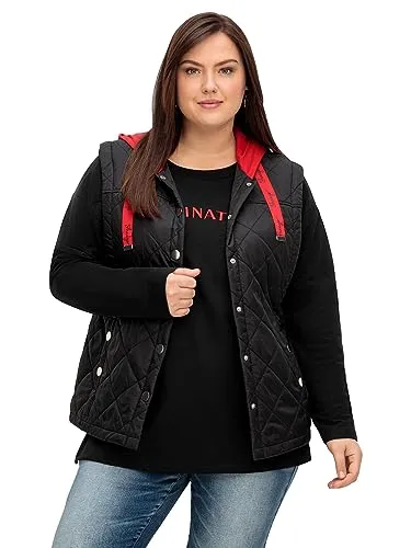 Sheego Damen Große Größen Steppweste mit Sweat-Kapuze Freizeitmode sportlich -