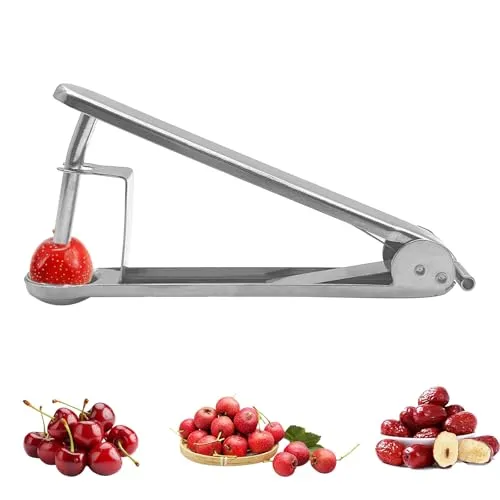 YEJAHY 1 Stück Kirschenentkerner, Edelstahl Entkerner, Kirschenentsteiner, Delstahl, Obstentkerner Kirschentkernen, Pflaumenentkerner, Für Schnell Entfernen Früchtsteinen