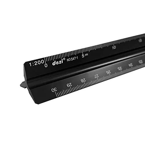 Stück schwarzes Lineal aus Aluminiumlegierung, Lineal aus Metalldreieck, geeignet für Studenten, Ingenieure und Architekten 1
